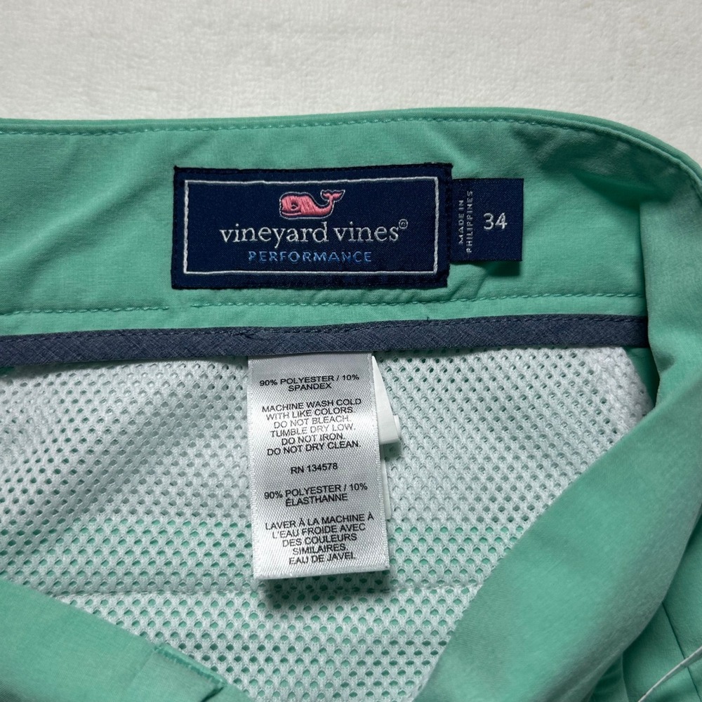 Vineyard Vines Performance Golf Breaker Shorts Size 34 Green Moisture Wicking - Picture 5 of 6